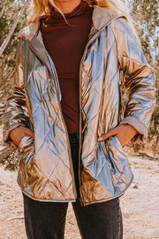 Bronze Quilted Faux Leather Jacket